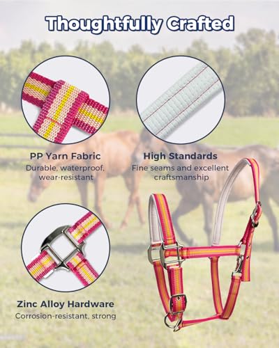 Hilltown Adjustable Horse Halter - color: PINK, size: X-Full