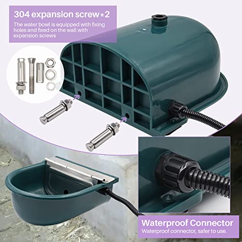 Heated Water Bowl for Outdoor Cats & Dogs, Automatic Winter Pet Bowl Ice Free & BPA Free, Heated Dog Water Bowl with Thermostatic Control, Anti Chew Cord for Chicken Pet