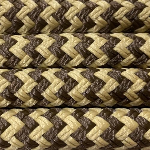 PARELLI 22 Foot Ground Training Rope - Strong Everyday Use All-Purpose Large Horse Lead Rope with Loop & Latigo Popper | 9/16" Diameter Smooth Yachting Braid, Cream & Chocolate - color: Cream & Chocolate