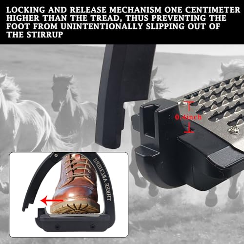 THREE ARCHERS Safety Stirrups Side Opening Design for English Saddle - color: black