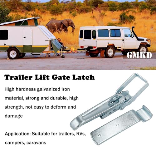 Trailer Gate Latch Handle Parts, 2 Pcs Utility RV Trailer Lift Gate Latches - for RV Camper Caravan Replacement Accessories - color: Silver-2