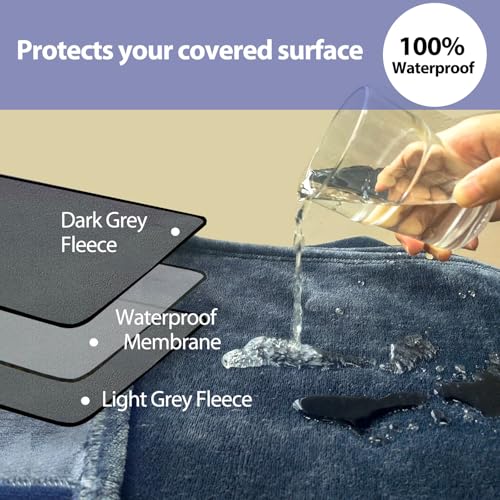 Waterproof Blanket for Bed Sofa, 60"x40" Leakproof, Slate Grey/Cool Grey | Scratch-Resistant Leakproof Pet Throw Blanket Machine Washable Reversible - color: Slate Grey/Cool Grey, size: 60x40 in