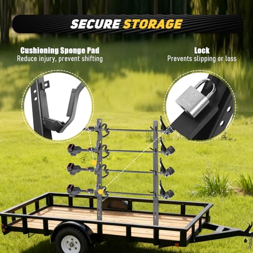 Black 4 Place Trimmer Weed Eater Rack for Enclosed & Open Trailer - size: 4 lock