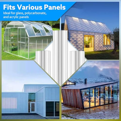 10-Pack 4ft Greenhouse Polycarbonate H-Channel Connectors, Heavy-Duty Twinwall Panel Joiners for 0.24” and 0.32” Panels, Weather Resistant Design, Includes 20 Screws and Work Gloves - size: 4' × 2.16’’ × 0.32’’