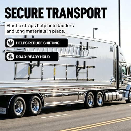 2 Pack Trailer Ladder Rack, Steel Side Mount with Straps, 400 lb Capacity