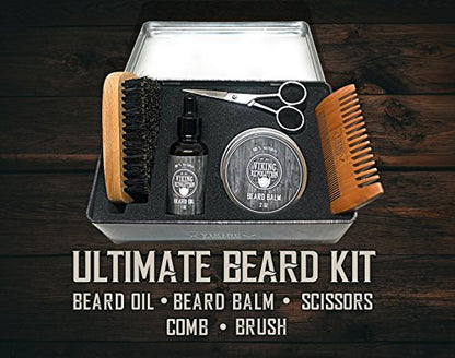 Viking Revolution - Ultimate Beard Kit - Beard Grooming Kit with Beard Brush, Beard Comb, Beard Balm, Beard Oil, Beard & Moustache Scissors - Gifts for Men (Pack of 2) - size: 5 Piece Set (Pack of 2)