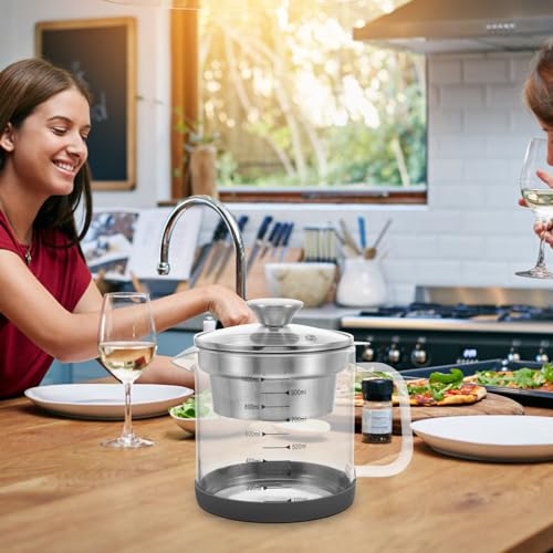 Alipis Soy Milk Filter Pot Fine Mesh Strainer Pitcher with Scale Tea Strainer Jug for Kitchen Juice Soup and Soybean Milk 1.5L Capacity 7.48 X 6.29 X 4.72 in 1 Pot