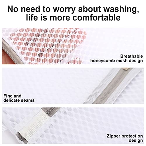Small Honeycomb Lingerie Bags with Hanging Loop- MDSXO 3 Pack Mesh Laundry Bags for Washing Delicates, White Wash Bags for Socks, Bra, Mask, Baby Clothes 10 * 12 inch [3 Pack] - size: 3S(with Loop)