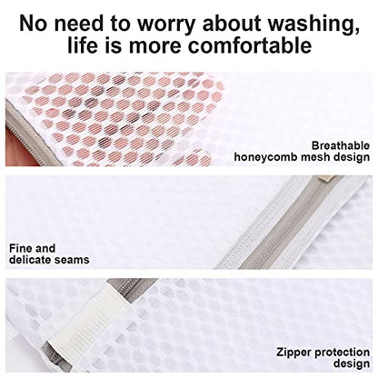 Small Honeycomb Lingerie Bags with Hanging Loop- MDSXO 3 Pack Mesh Laundry Bags for Washing Delicates, White Wash Bags for Socks, Bra, Mask, Baby Clothes 10 * 12 inch [3 Pack] - size: 3S(with Loop)