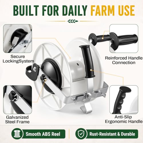 3:1 Geared Electric Fence Reel, Winding Handle, Holds 1640' Polywire - size: 0 ft X 1 Standard Reel X 1 Guide X 1 Handle