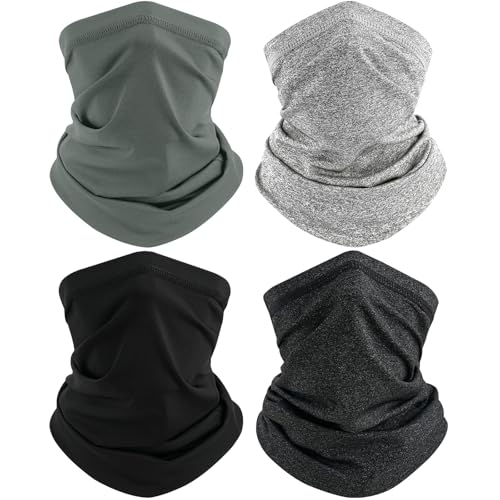 TICONN Neck Gaiter for Men Women, Cooling Bandana Face Mask Cover Gator - color: 1 Black+1 Dark Gray+1 Heather Black+1 Heather Gray, style: Quick Dry