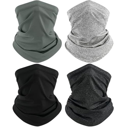 TICONN Neck Gaiter for Men Women, Cooling Bandana Face Mask Cover Gator - color: 1 Black+1 Dark Gray+1 Heather Black+1 Heather Gray, style: Quick Dry
