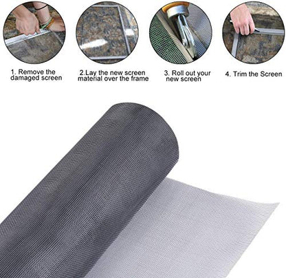 Fiberglass Screen Roll 48" x 100' A Continuous Roll UV Protection Install and Repair Door and Window Screen(48" x 100', Grey) - color: Sliver Grey, size: 48" x 100'