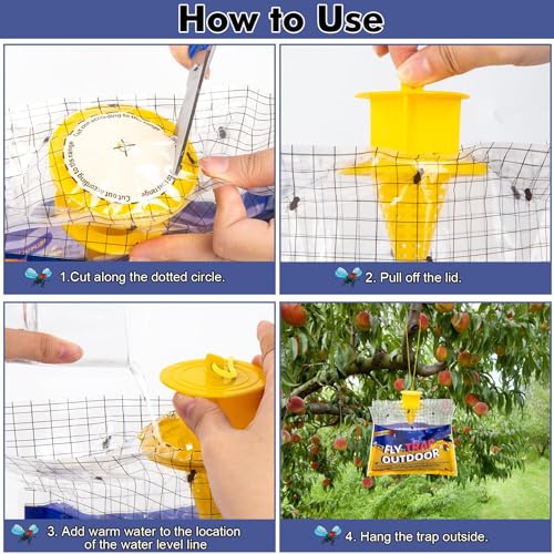 Fly Traps Outdoor Hanging for Patio, 8 Pre-Baited Flies Bags Disposable - size: 8 Pack1