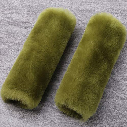 Green 2 Pack Sheepskin Car Seat Belt Cover Pads | Wool Seatbelt Cushions - color: Pea Green, size: Shearling Wool