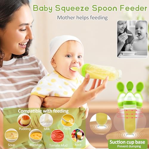 Baby Fruit Feeder Pacifier | Infant Food Feeder Pacifier & Food Dispensing Spoon | Fresh Fruit Teethers for Babies | Silicone Feeder Baby,Mesh teethers for Babies Gifts for Boys and Girls - color: 03-Green