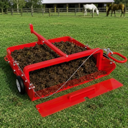 2-in-1 Horse Paddock Cleaner & Tow-Behind Trailer, Heavy Duty Manure Fork & Scoop, Efficient Yard Sweeper for Horse Manure, Drag Collector for Pasture/Yard Easy Cleanup - color: Red, size: Wire Drag