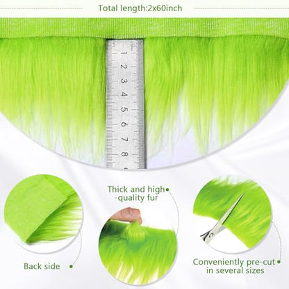 Tatuo 2 X 60 Inch Green Fake Fur Fabric for Crafts Sewing DIY - color: Green, size: 2 x 60 Inch