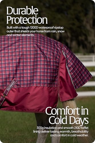 Equinavia Arktis Regular Neck Heavy Turnout Blanket 300g - Cranberry Red - 75 in - color: Cranberry Red, size: 75 in
