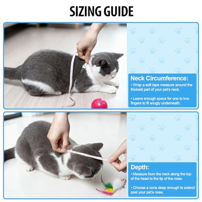 Depets Adjustable Recovery Pet Cone E-Collar for Cats Kittens Rabbits, Plastic Elizabeth Protective Collar Wound Healing Practical Neck Cover, Neck Girth 6.1 in