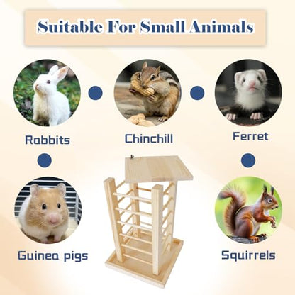 Rabbit Hay Feeder Wooden Bunny Hay Rack Guinea Pig Feeding Manger Standing Rabbits Grass Holder Small Animals Less Waste Food Dispenser for Chinchillas Hamsters Bunnies Gerbil
