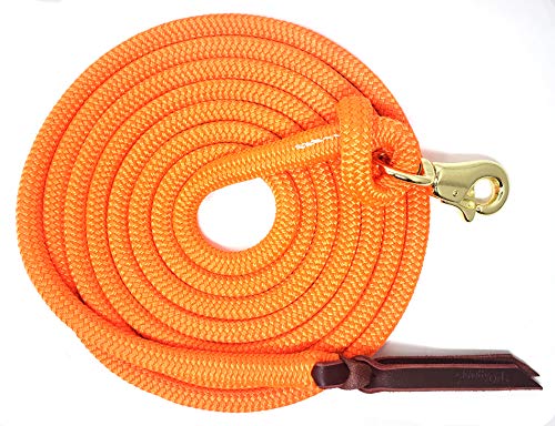 14 FT Lead Rope with BPS Snap - color: Neon Orange, size: 14 ft. Brass Trigger Snap