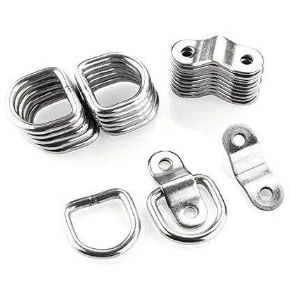 12 Pack Tie Down Rings with Mounting Brackets, Heavy Duty Stainless Steel Lashing Ring D-Ring Anchor Point, 1/4" Surface Mount for Trailer Truck Hauling, Cargo Load, RV Pickup Camper and Boat