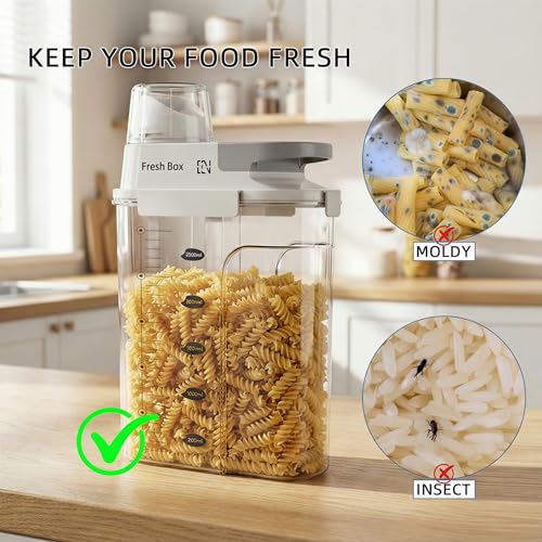 Rice Storage Container Grain Dry Food Flour Bin, Pet Dog Cat Food Dispenser with Measuring Cup, BPA-Free Clear Plastic Kitchen and Pantry Sugar Organizer (5.5, Pounds)