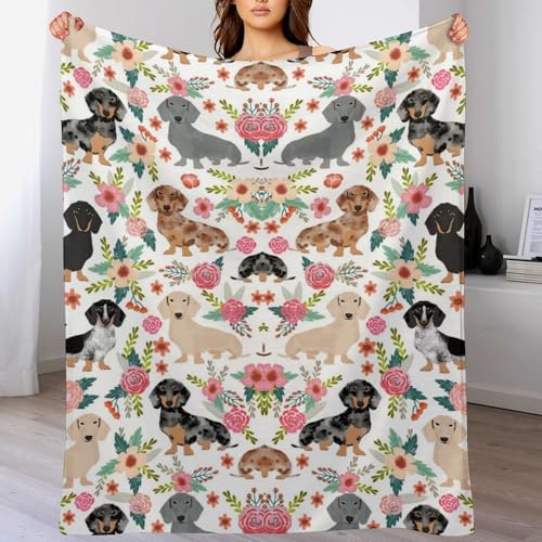 Dachshund Dog Fleece Throw Blanket for Couch Adults Teens 40" X 50" - color: Dachshund, size: 40x50 inch