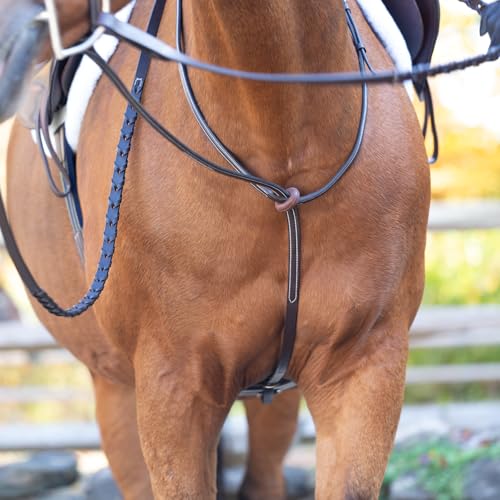 Equinavia Saga Adjustable Leather Standing Martingale with Stainless Steel Hardware (Stopper Not Included) - Chocolate Brown - Cob - size: Cob