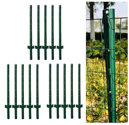 4 Feet Metal Fence Post Green, Pack of 15, for 36 Inch High Garden Welded Wire Fence U-Channel Steel Garden Post - color: Green, size: 4',15 PCS