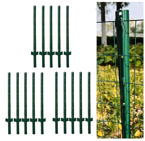 4 Feet Metal Fence Post Green, Pack of 15, for 36 Inch High Garden Welded Wire Fence U-Channel Steel Garden Post - color: Green, size: 4',15 PCS