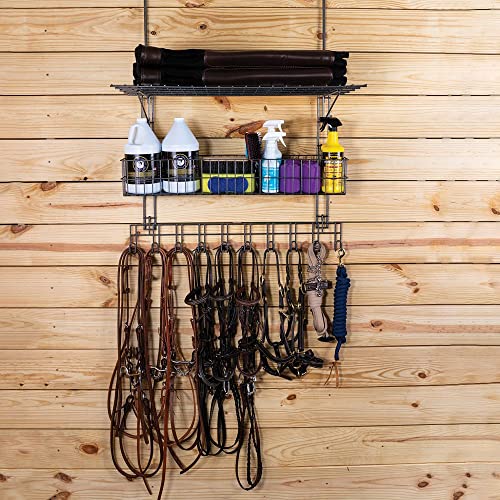 EASY-UP Pro Basket & Shelf Hanging Rack Portable | Adjustable Hanging Arms | Multiple Storage Options | Ideal for Horse Shows | 7-Year Warranty