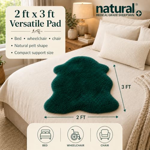 Natural Medical Sheepskin Pad, Non-Slip Back, Emerald, 24 x 36 in, 1 Pack - color: Emerald, size: 24x36 Inch (Pack of 1)