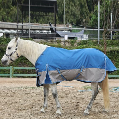 1200D Horse Blanket, 0g No-Fill Waterproof Turnout Rain Sheet - color: Blue Grey, size: 78"