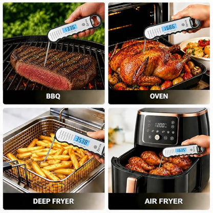 0.5s Instant Read Meat Thermometer Digital, Cooking, ±0.5°F Accuracy - color: Silver & Black