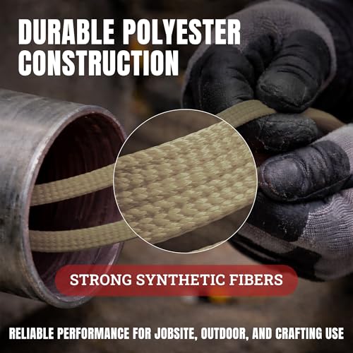 Cajun Tie Downs Pull Line — 1/4 Inch, 700 lb, Flat Polyester Pulling Tape, Conduit Wire Pulling, Made in USA, Beige, 3000 ft - color: Beige, size: 1/4 Inch x 3000 Feet (700 lb)