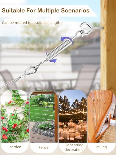 TooTaci 10 Pack M5 Turnbuckle, 304 Stainless Steel Turnbuckle Eye and Eye | Turnbuckle Wire Tensioner, Adjustable Turnbuckles for Cables Wire, Cable Tightener for Tension, Garden Trellis, Cable Railing - size: M5 OO-10Pcs