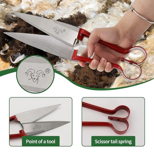 Hand Shears For Sheep Shearing, 6.1-Inch Carbon Steel Bladel Sheep Shears | Classic Style，Manual Livestock Grooming Shears for Sheep, Goat, Alpaca, Rabbit, Horse, Dog – One-Handed Lightweight Portable - style: red handle