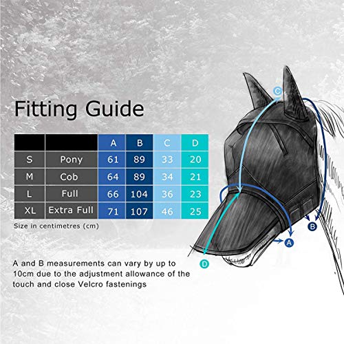 Harrison Howard CareMaster Ergonomically Designed Thick Fleece Padding Fly Mask Half Face Black/Silver Retro (L; Full Size) - color: Black/Silver, size: Full (Large)
