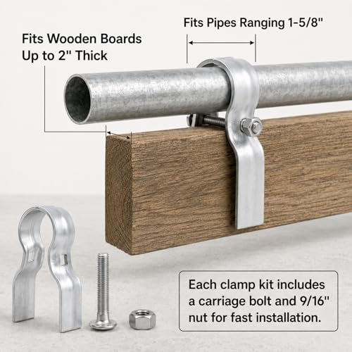 8 Pack Horse Panel Clamps Wood Boards, Fit 1-5/8" Livestock Corral Panels