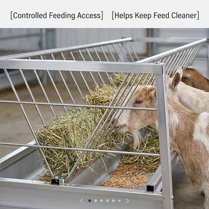 Dual Trough Waste-Proof Feeder, Forage & Concentrate Trough for Goats, Sheep and Cattle