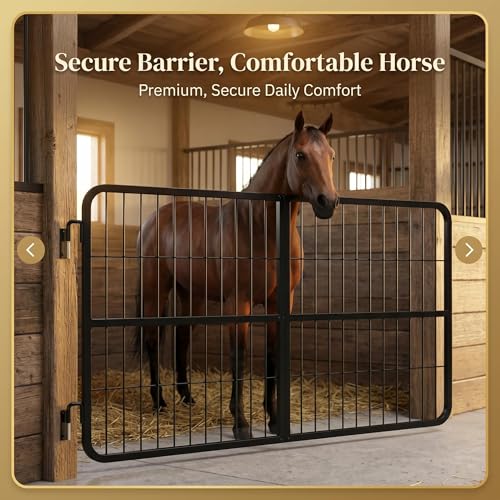 Welded Horse Stall Door, 48 x 24in Stall Guards for Horses with Two-Way Opening, Heavy Duty 0.8in Stall Gate, Stronger Horse Stall Guard Ideal for Standard Barn Doorways and Equestrian Properties