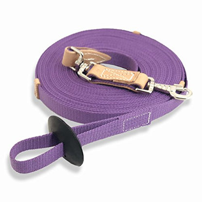 35' Flat Cotton Web Lunge Line with Bolt Snap & Rubber Stop - By Southwestern Equine (35', Lavender) - color: Lavender, size: 35'