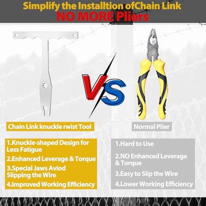 Blulu Chain Link Knuckle Twist Tool Fence Hardware Chain Link Fence Fabric Stretching and Tensioning Tool Metal Knuckle Twist Installation Tool for Tensioning and Holding Chain Link Fabric Barbed Wire