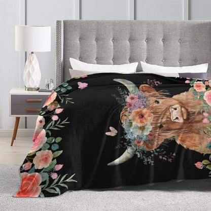 Highland Cow Blanket Cute Cow Plush Throw Blanket Super Soft Cozy Warm Fleece Highland Cattle Bedding Blanket Gifts for Kids Girls Boys Women 40"X50" - color: Highland Cow, size: 40"x50"