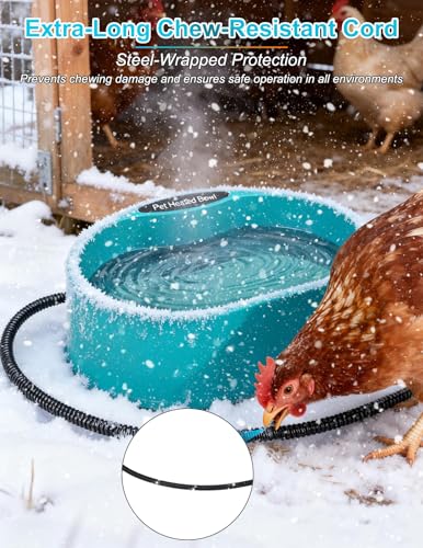 Heated Water Bowl for Chicken 125OZ Heated Water Bowl for Hens Ducks Goose Winter Proof Automatic Heated Drinker for Coop No More Frozen Water