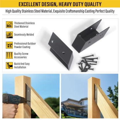 8 Pair(16pack) 30° Stair Stainless Steels Deck Railing Bracket Connectors, for 2x4 (Actually 1 ½" x 3 ½") Wood Deck Railing Post to handrail Connection (Matte Black) - size: Angles 30°