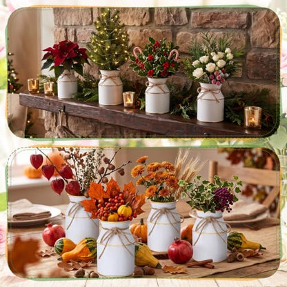 Domensi 6 Pcs Farmhouse Metal Flower Vase, White and Gold - color: White and Gold