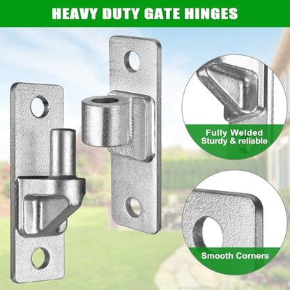Insaga Wall Mount Gate Hinges Heavy Duty (4Pack), Hot-Dip Galvanized Steel, 600LB Load Capacity, Universal Fit for Wood, Concrete & Brick Posts, Outdoor Farm Fence Gate Hardware Kit (4.9"x1.5") - color: Silver-4Pack